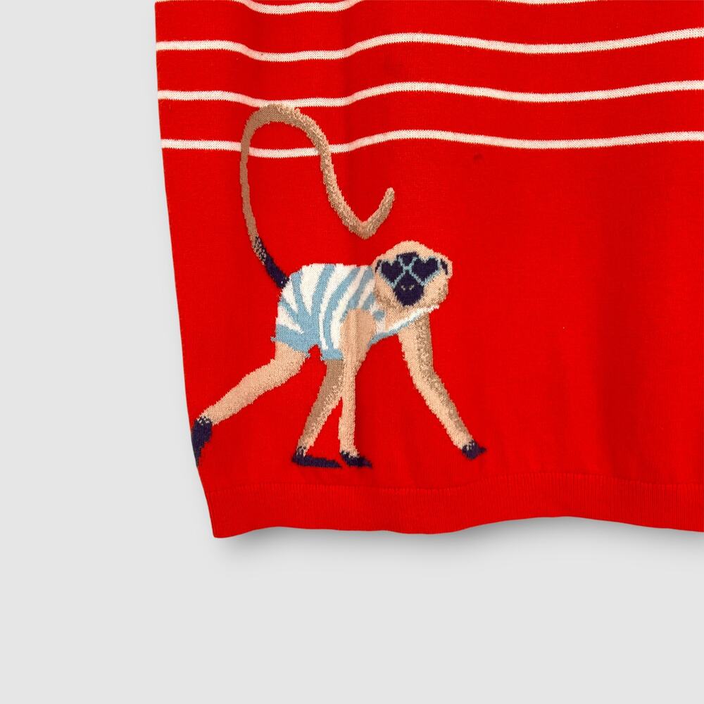 Talbots Red Orange Striped Monkey Knit Top Size Small - Picture 3 of 6